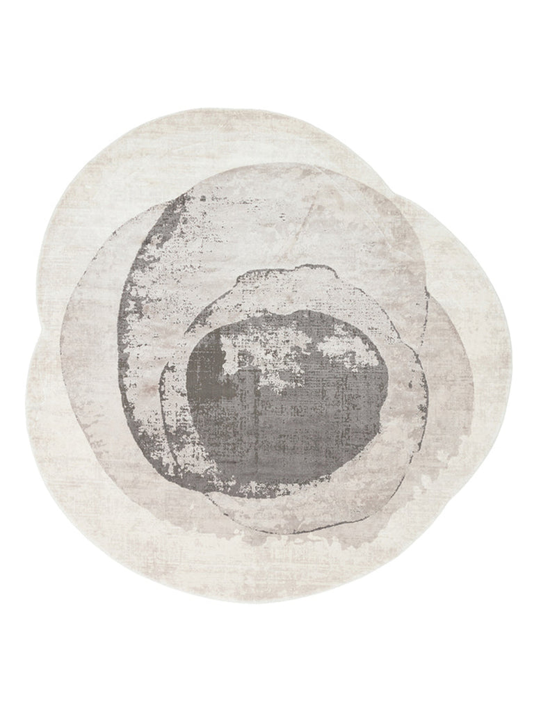 Monza Art Geometric Pattern High Quality Dense Weave Shiny Modern Living Room Rug 02 CREAM GREY Q