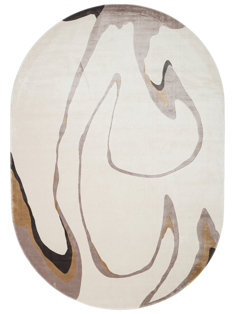 Monza Art Geometric Pattern High Quality Dense Weave Shiny Modern Living Room Rug 06 CREAM GREY