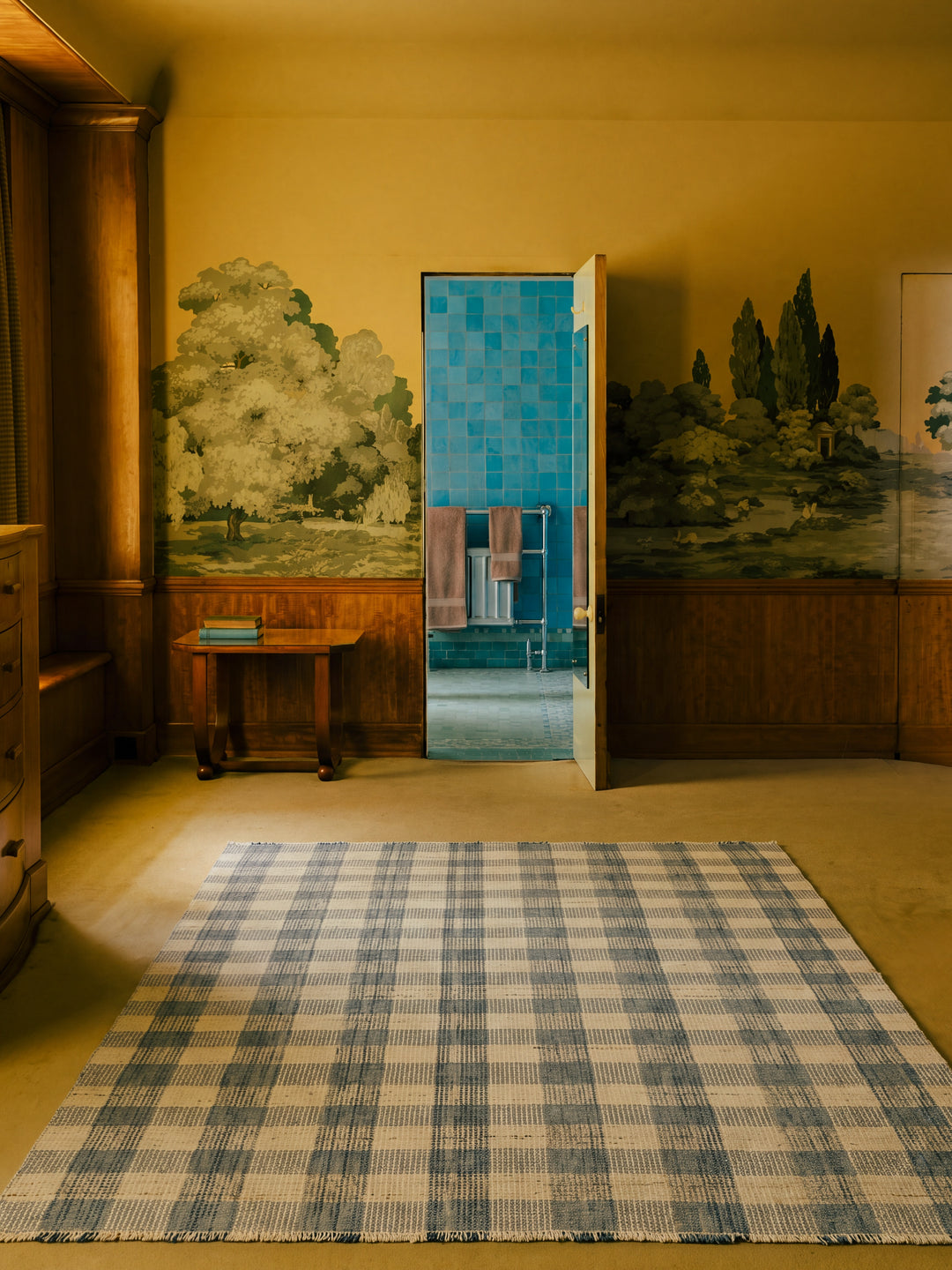 Oasis %100 Yün El Emeği ile Üretilen Kilim STONE BLUE oda görünümü