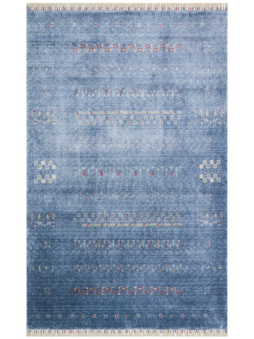 Oushak Carnaval %100 natürlich, leicht zu reinigen, handgefertigter TENCEL™ moderner Uşak-Teppich 06 BLUE