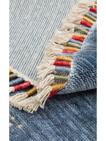 Oushak Carnaval %100 natürlich, leicht zu reinigen, handgefertigter TENCEL™ moderner Uşak-Teppich 06 BLUE Q