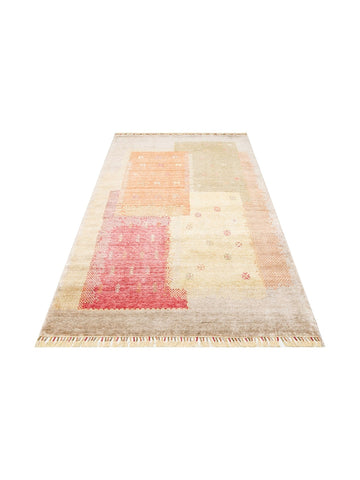 Oushak Carnaval %100 natürlich, leicht zu reinigen, handgefertigter TENCEL™ moderner Uşak-Teppich 07 BEIGE AUTUMN