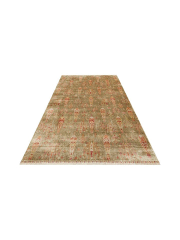 Oushak Carnaval Tappeto Moderno Uşak in TENCEL™ realizzato a mano, 100% naturale, facile da pulire, 08 GREEN AUTUMN