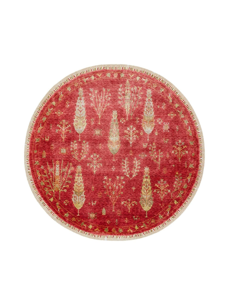 Oushak Carnaval %100 natürlich, leicht zu reinigen, handgefertigt, TENCEL™ moderner Uşak-Teppich 08 RED AUTUMN Q