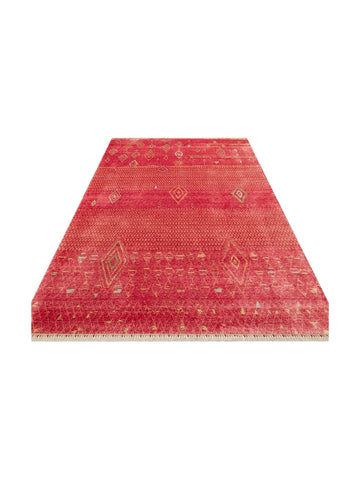 Oushak Carnaval 100 % natürlich Leicht zu reinigen Handgefertigt TENCEL™ Moderner Uşak-Teppich ZR 15 RED AUTUMN