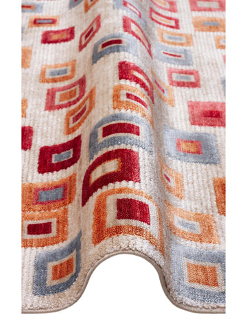 Oushak Carnaval 100% Natural Easy to Clean Handmade TENCEL™ Modern Uşak Carpet 21 BEIGE MULTY