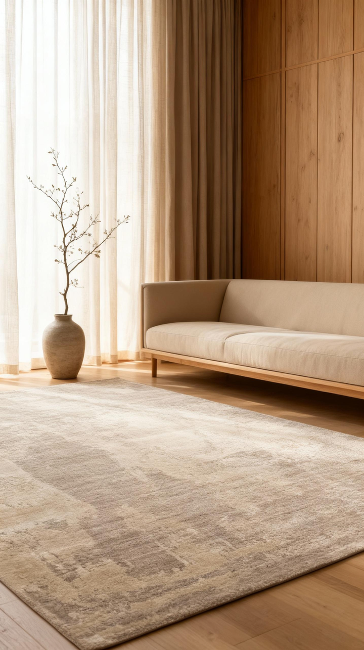 سلسلة Palette 100٪ صوف طبيعي فيسكون قطن منسوج يدويًا سجادة غرفة جلوس رمادي